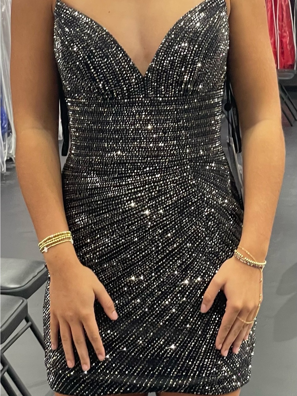 Sherri Hill Black Sparkle Lace-Up Mini Dress
Brand new, with tags - Picture 2 of 2
